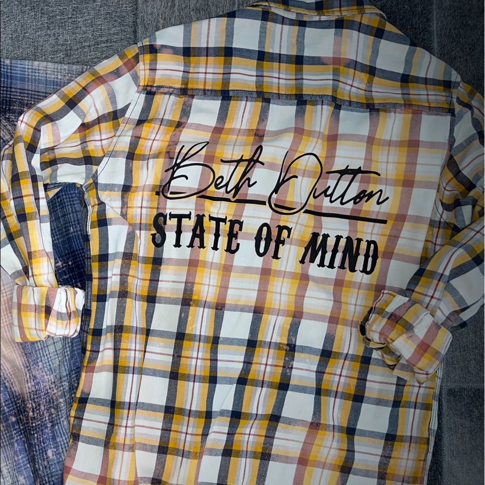 Beth Dutton State of Mind. Handmade bleached Yellowstone flannel.